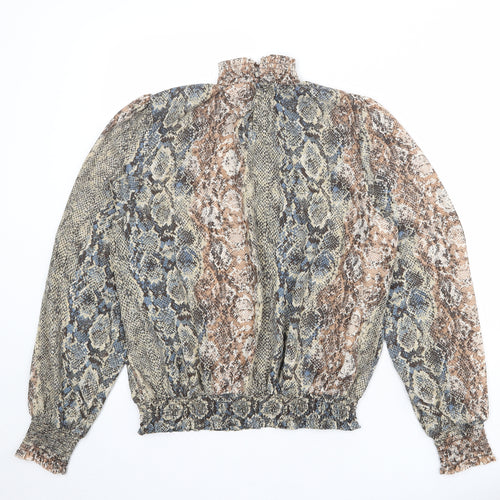 NEXT Womens Multicoloured Animal Print Polyester Basic Blouse Size 12 High Neck - Snake Print