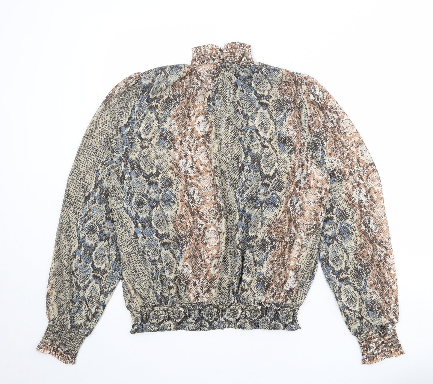 NEXT Womens Multicoloured Animal Print Polyester Basic Blouse Size 12 High Neck - Snake Print
