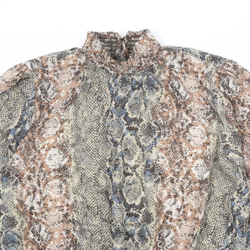 NEXT Womens Multicoloured Animal Print Polyester Basic Blouse Size 12 High Neck - Snake Print