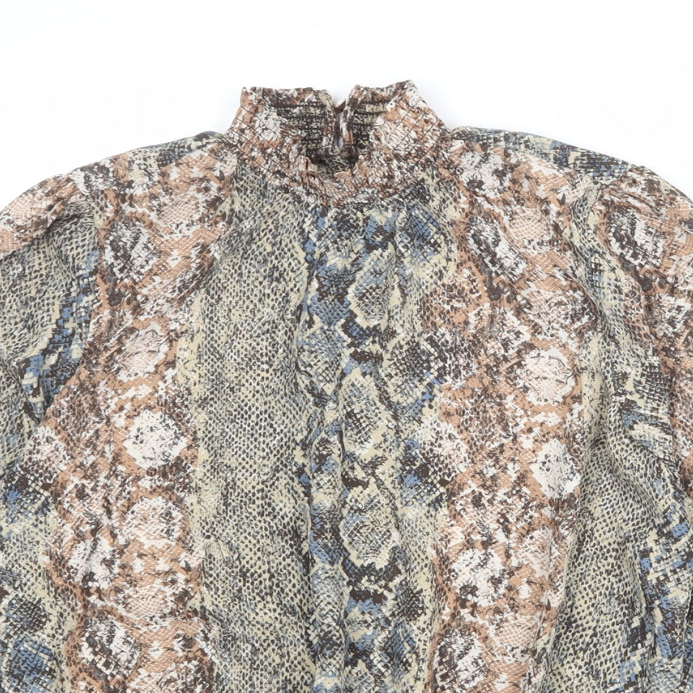 NEXT Womens Multicoloured Animal Print Polyester Basic Blouse Size 12 High Neck - Snake Print