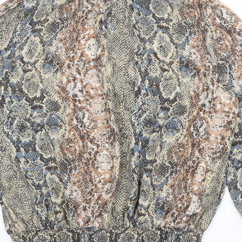 NEXT Womens Multicoloured Animal Print Polyester Basic Blouse Size 12 High Neck - Snake Print