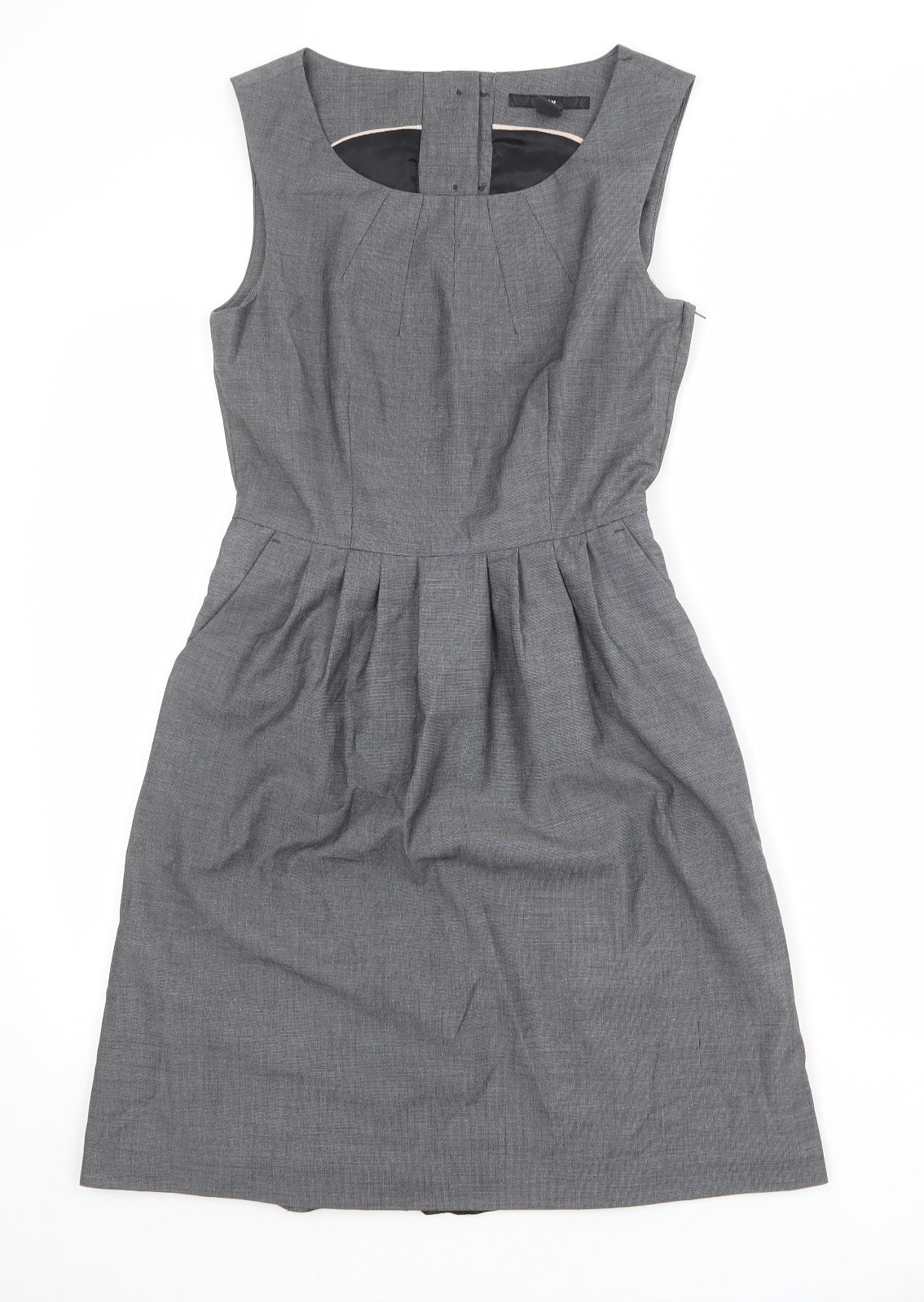 H&M Womens Grey Polyester Shift Size 8 Boat Neck Zip