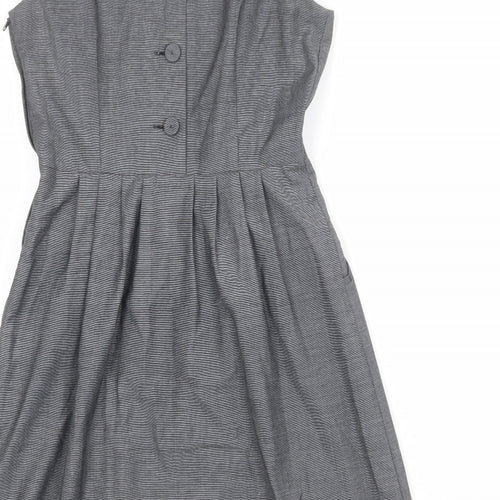 H&M Womens Grey Polyester Shift Size 8 Boat Neck Zip