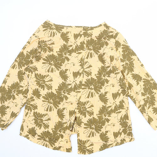 Cut Loose Womens Orange Floral Viscose Basic Blouse Size M Boat Neck