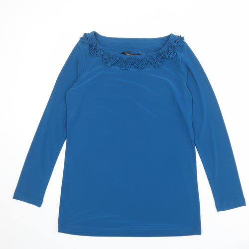 Nina Leonard Womens Blue Polyester Tunic Blouse Size S Boat Neck