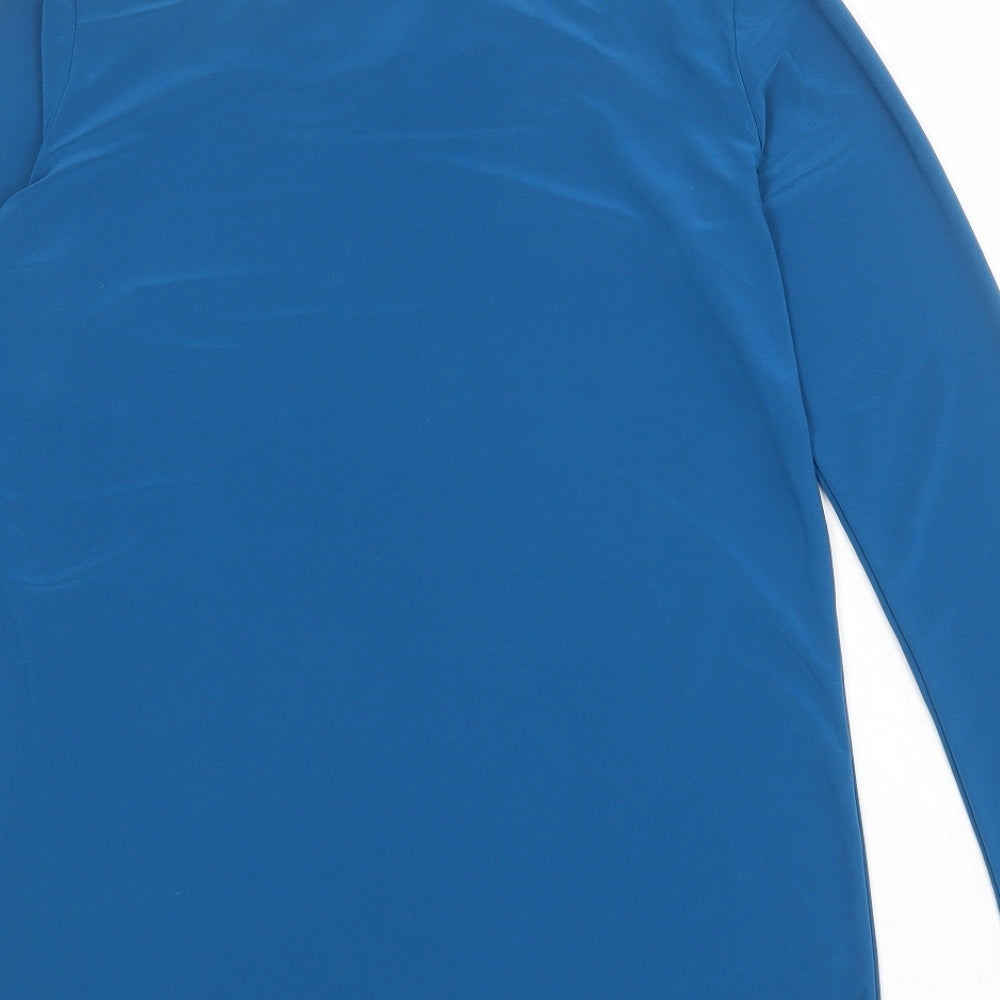 Nina Leonard Womens Blue Polyester Tunic Blouse Size S Boat Neck