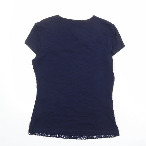 Planet Womens Blue Nylon Basic T-Shirt Size XS Scoop Neck