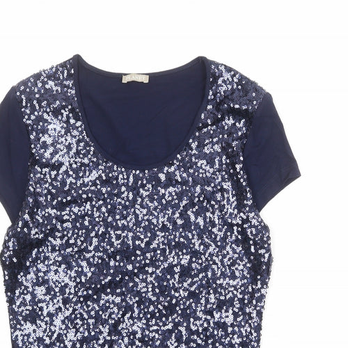 Planet Womens Blue Nylon Basic T-Shirt Size XS Scoop Neck