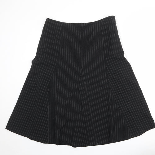 Klass Womens Black Striped Polyester Swing Skirt Size 16 Zip