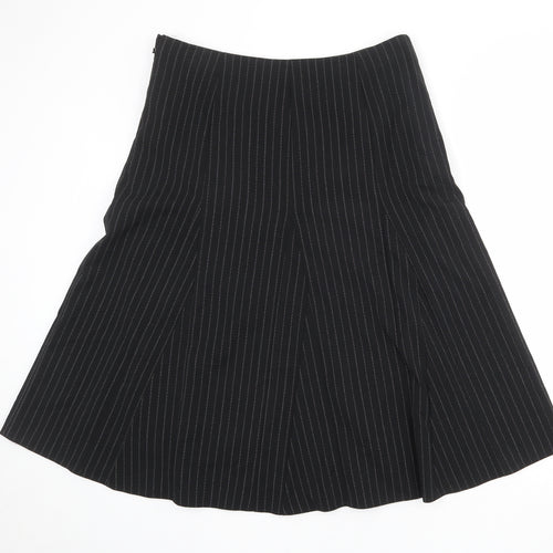 Klass Womens Black Striped Polyester Swing Skirt Size 16 Zip