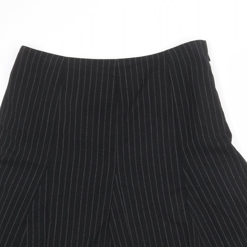 Klass Womens Black Striped Polyester Swing Skirt Size 16 Zip