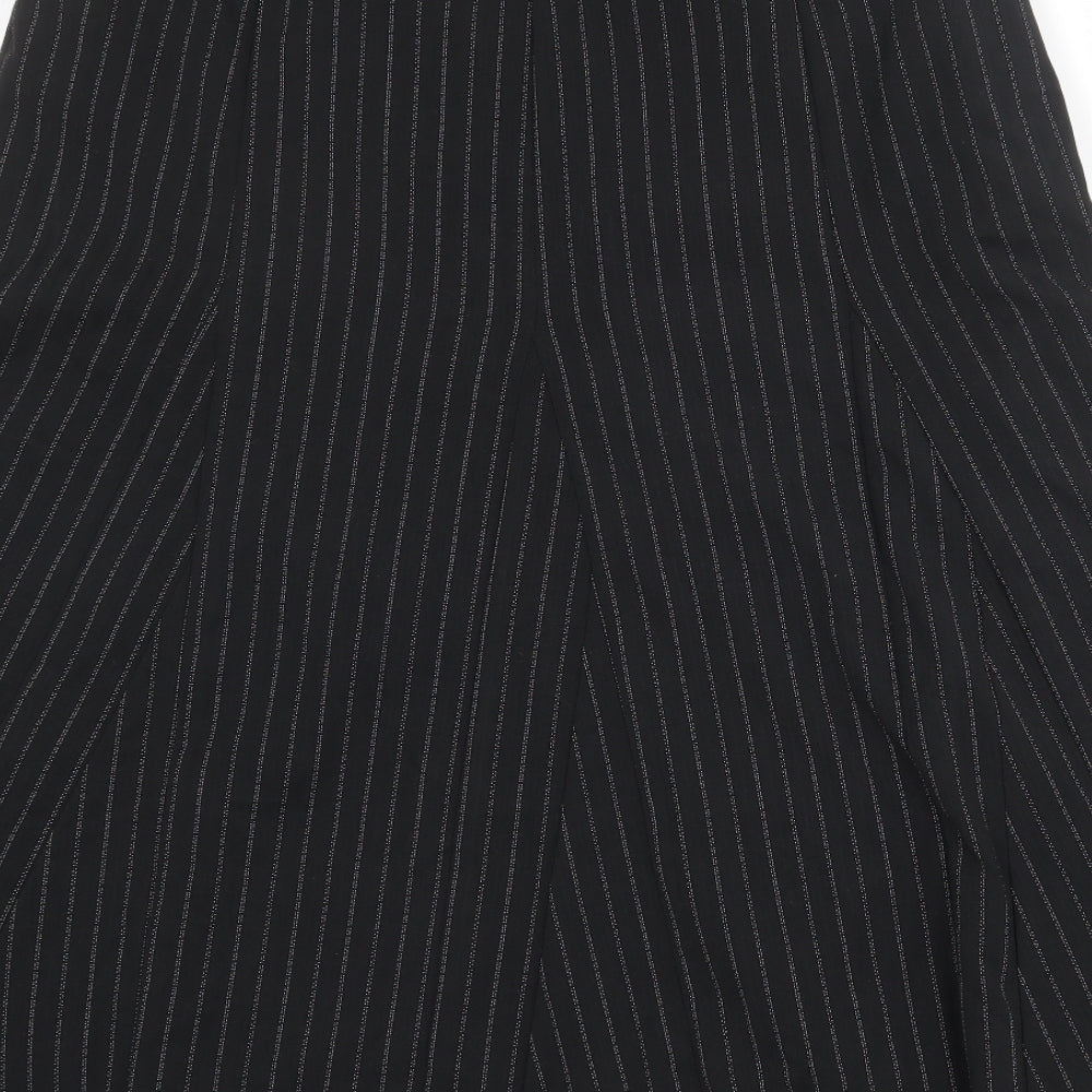 Klass Womens Black Striped Polyester Swing Skirt Size 16 Zip