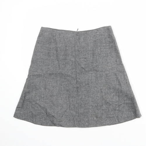 Massimo Dutti Womens Grey Wool A-Line Skirt Size 10 Zip