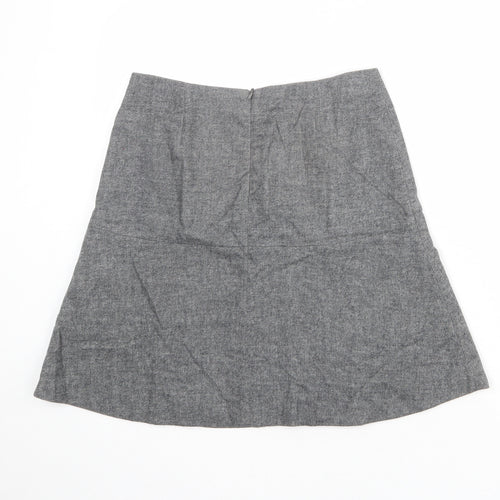 Massimo Dutti Womens Grey Wool A-Line Skirt Size 10 Zip