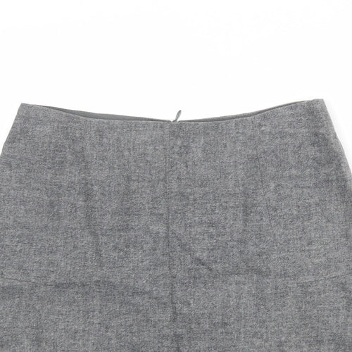 Massimo Dutti Womens Grey Wool A-Line Skirt Size 10 Zip
