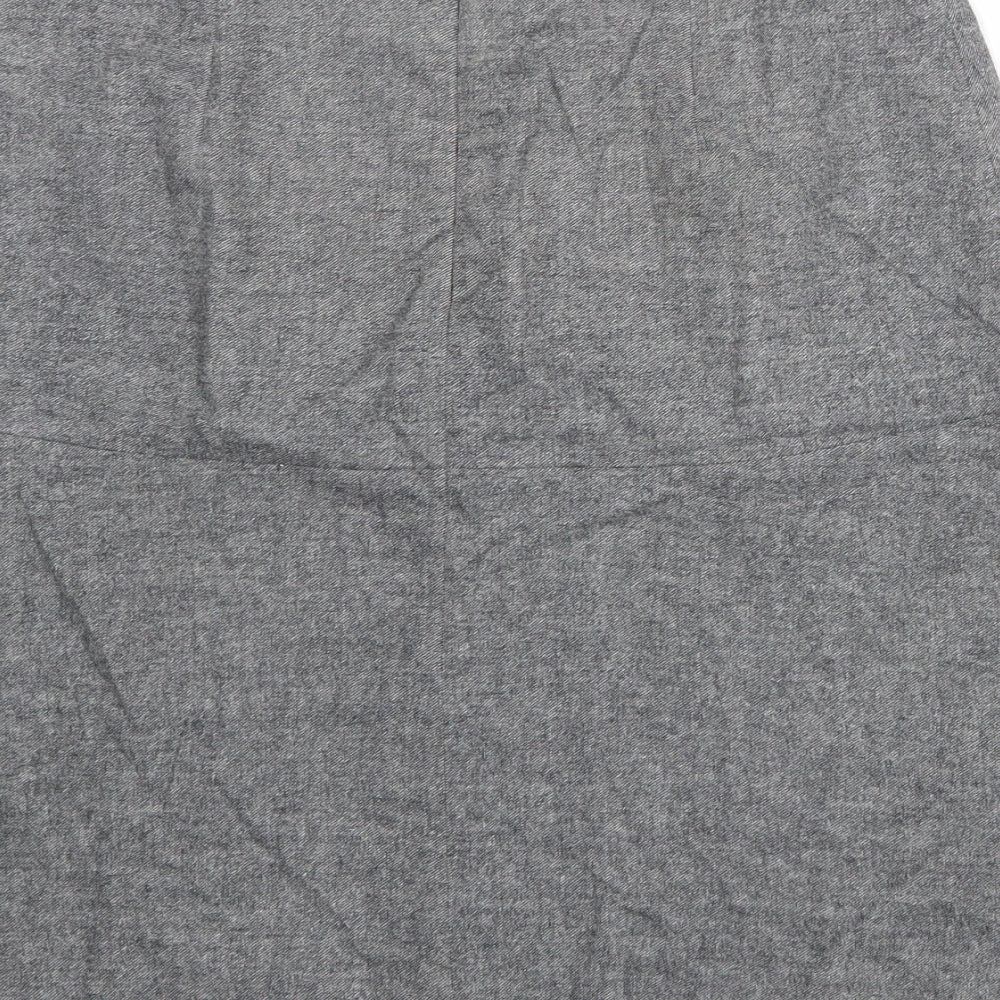 Massimo Dutti Womens Grey Wool A-Line Skirt Size 10 Zip