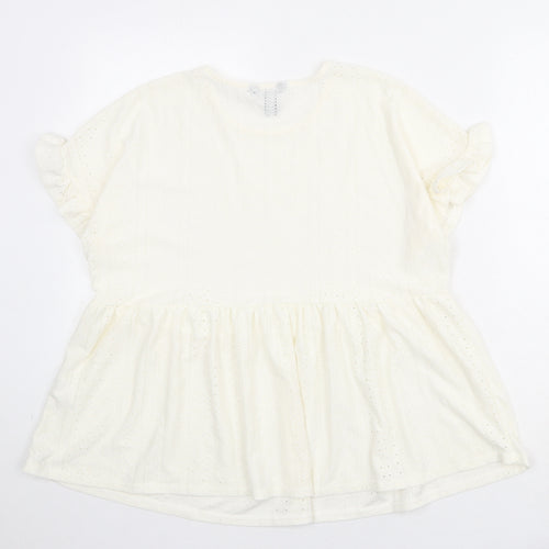 New Look Womens Ivory Polyester Basic Blouse Size 10 Round Neck
