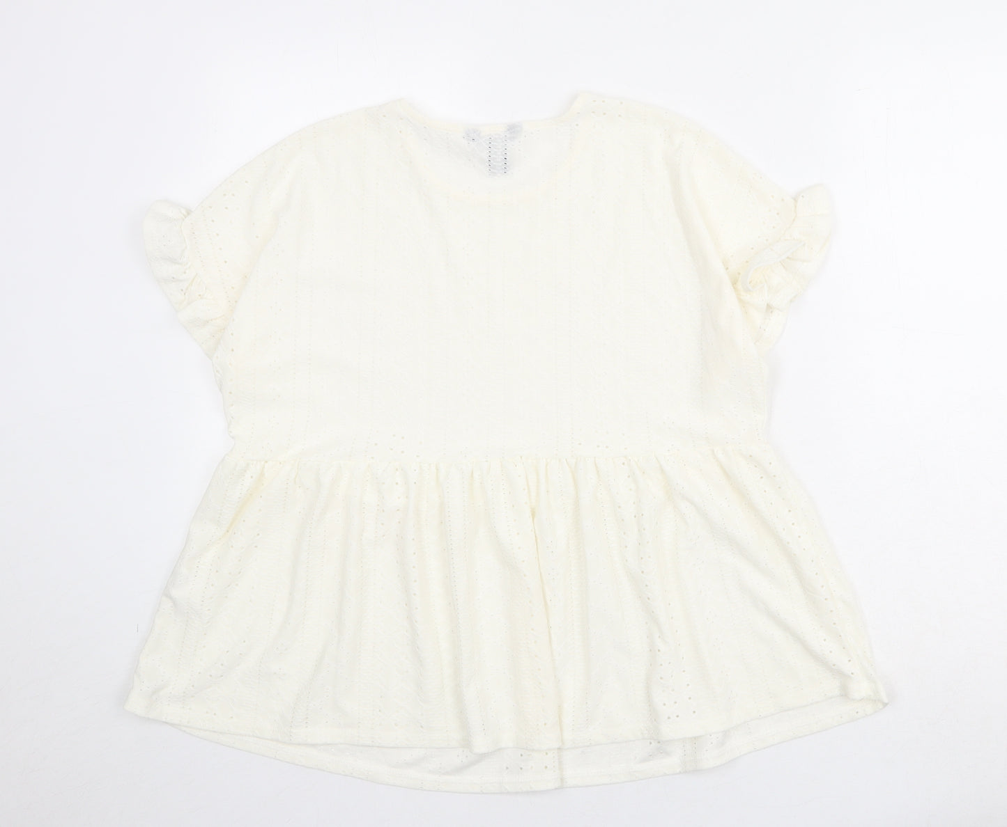 New Look Womens Ivory Polyester Basic Blouse Size 10 Round Neck