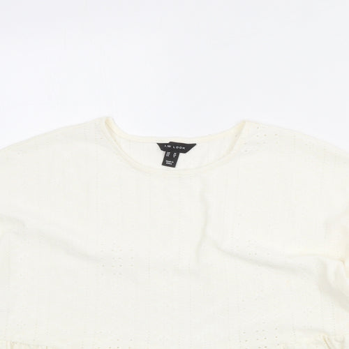 New Look Womens Ivory Polyester Basic Blouse Size 10 Round Neck