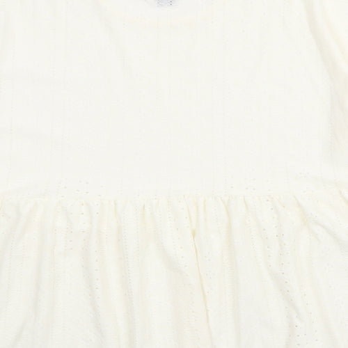 New Look Womens Ivory Polyester Basic Blouse Size 10 Round Neck
