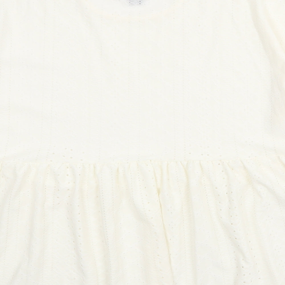 New Look Womens Ivory Polyester Basic Blouse Size 10 Round Neck