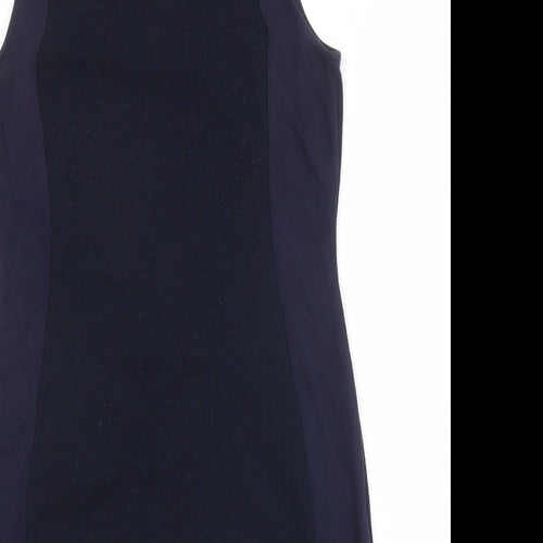 NEXT Womens Black Colourblock Polyester Shift Size 16 Round Neck Zip