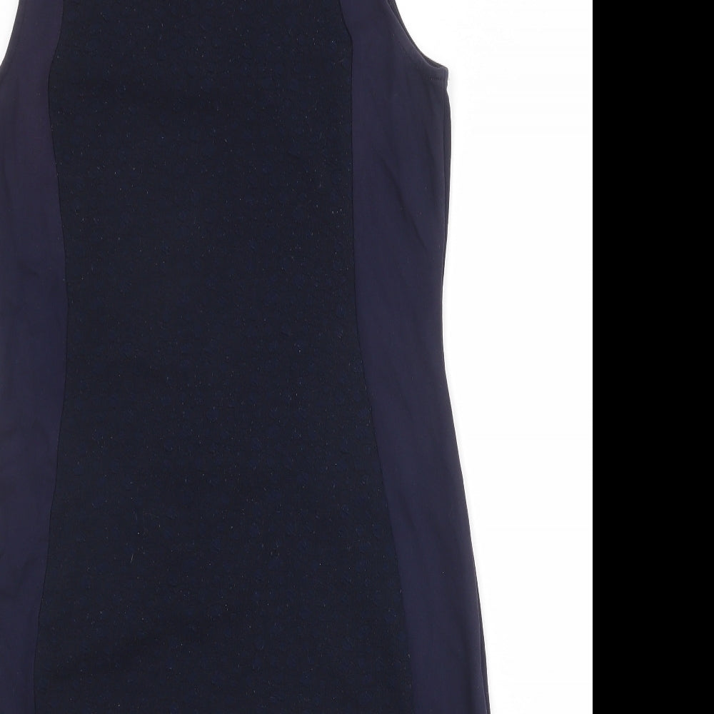 NEXT Womens Black Colourblock Polyester Shift Size 16 Round Neck Zip