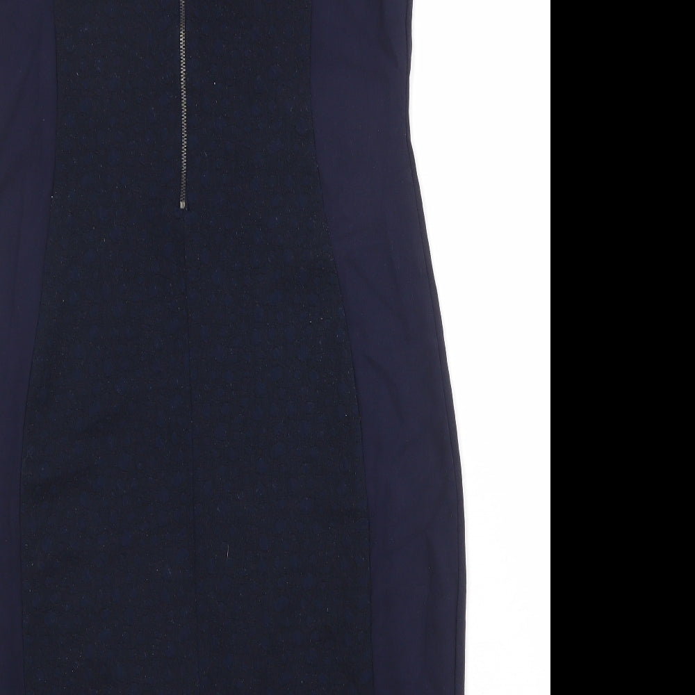 NEXT Womens Black Colourblock Polyester Shift Size 16 Round Neck Zip