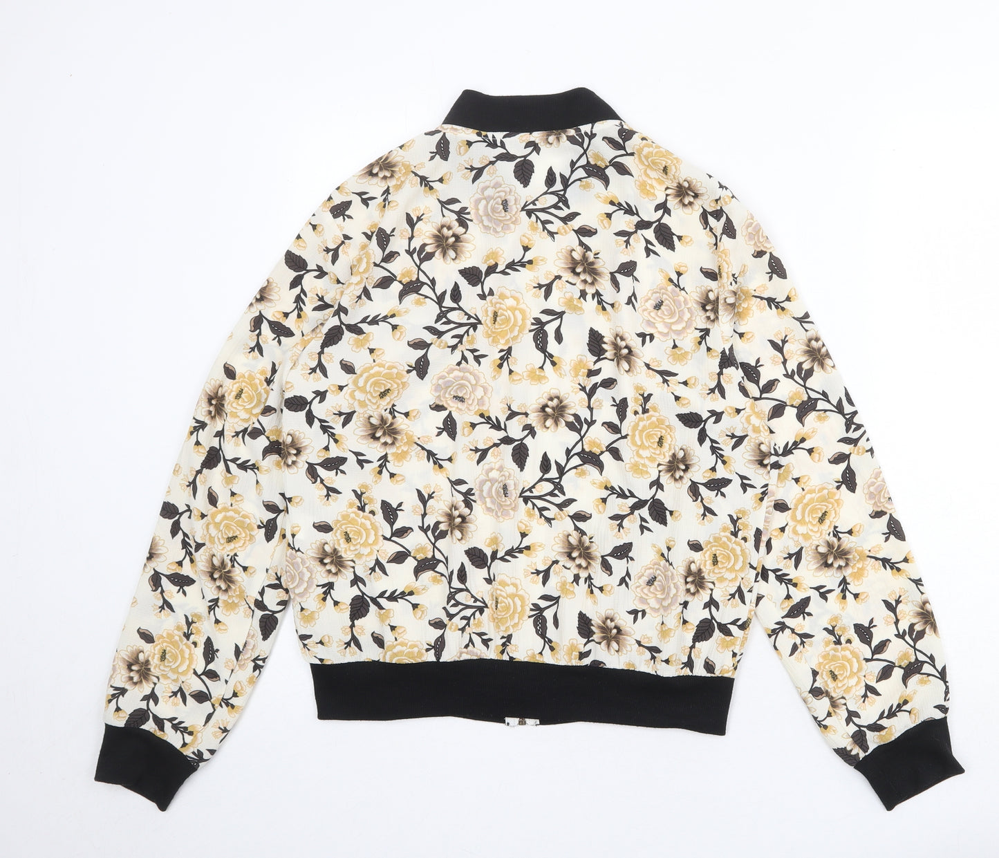 New Look Womens Ivory Floral Varsity Jacket Jacket Size 12 Zip