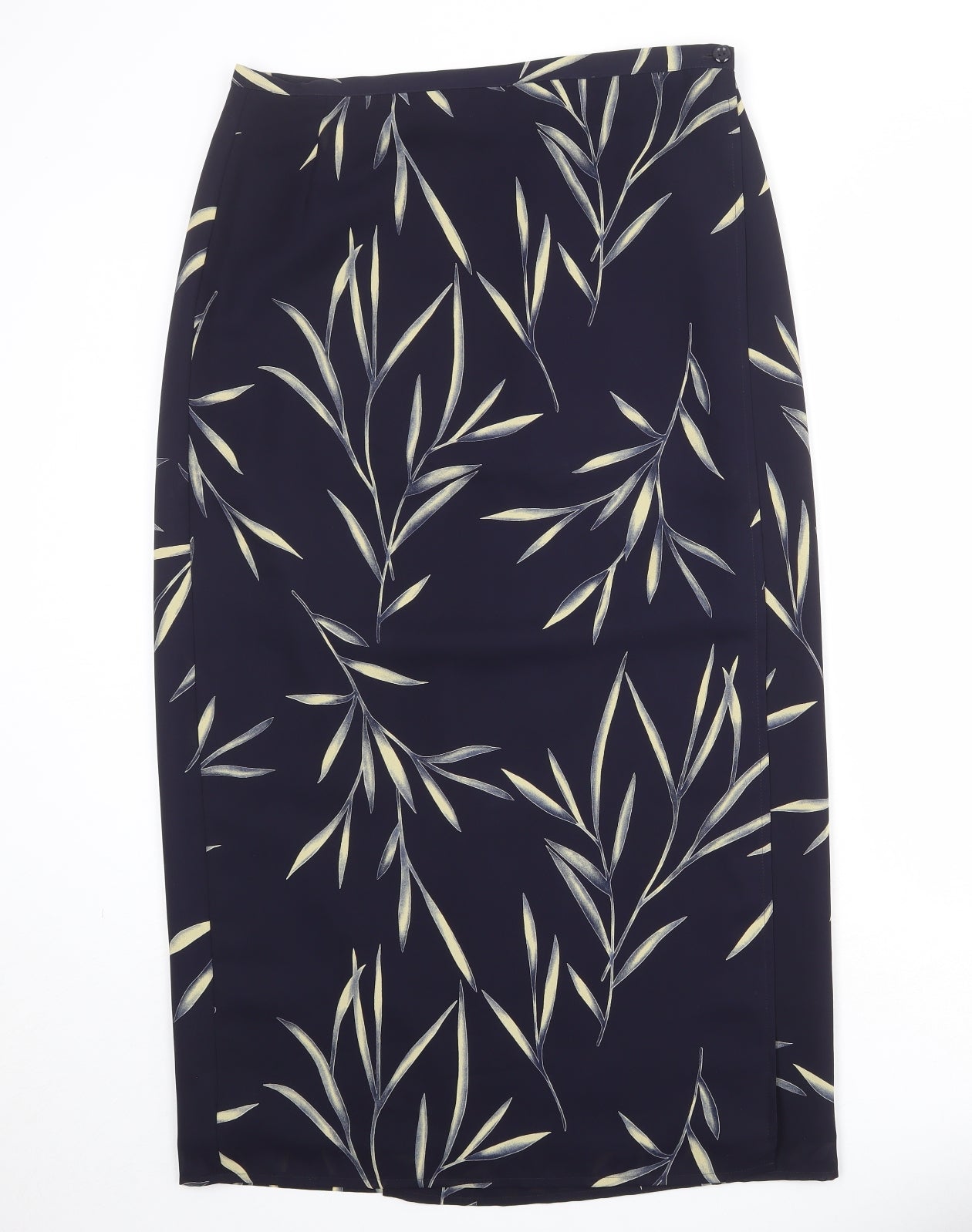 Claire Ashton Womens Blue Geometric Polyester Wrap Skirt Size 16 Zip - Leaf Pattern