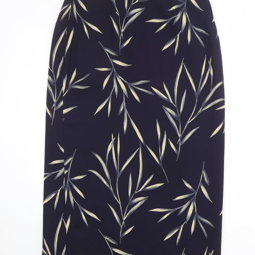 Claire Ashton Womens Blue Geometric Polyester Wrap Skirt Size 16 Zip - Leaf Pattern