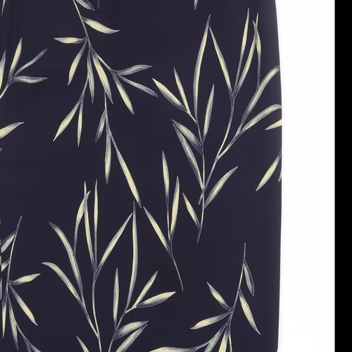 Claire Ashton Womens Blue Geometric Polyester Wrap Skirt Size 16 Zip - Leaf Pattern
