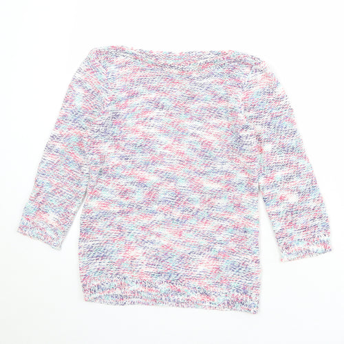 Marks and Spencer Womens Multicoloured Boat Neck Acrylic Pullover Jumper Size 8