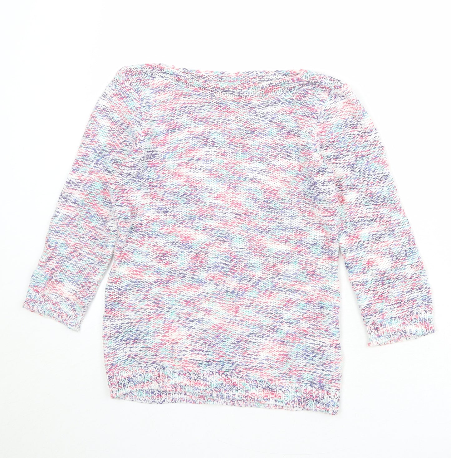 Marks and Spencer Womens Multicoloured Boat Neck Acrylic Pullover Jumper Size 8