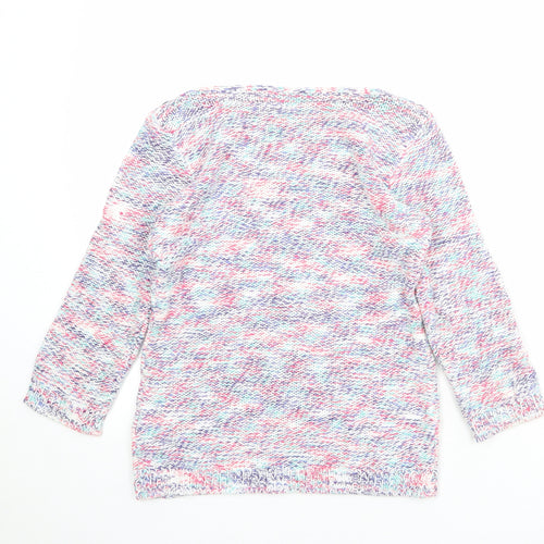 Marks and Spencer Womens Multicoloured Boat Neck Acrylic Pullover Jumper Size 8