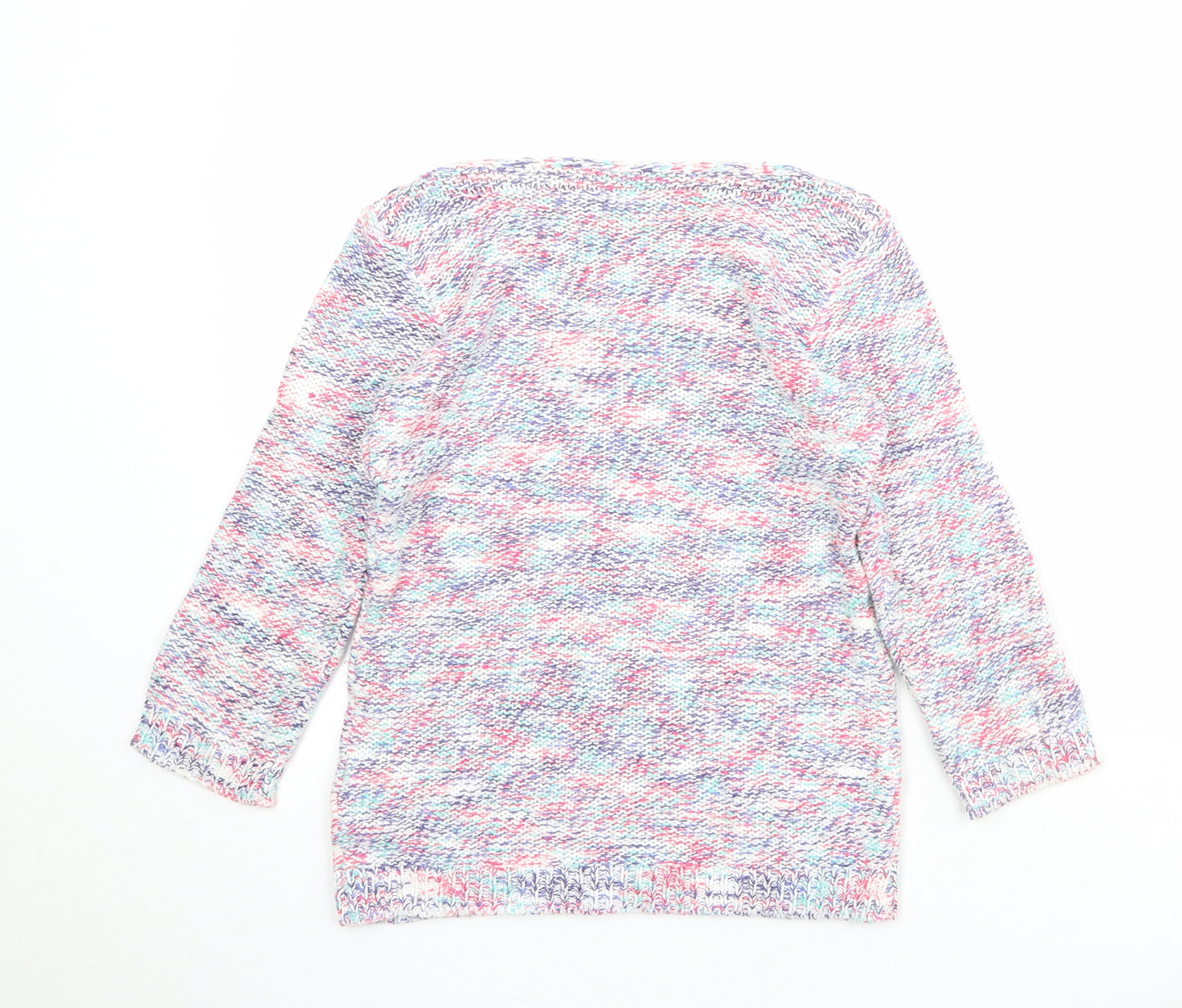 Marks and Spencer Womens Multicoloured Boat Neck Acrylic Pullover Jumper Size 8