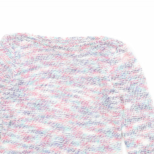 Marks and Spencer Womens Multicoloured Boat Neck Acrylic Pullover Jumper Size 8
