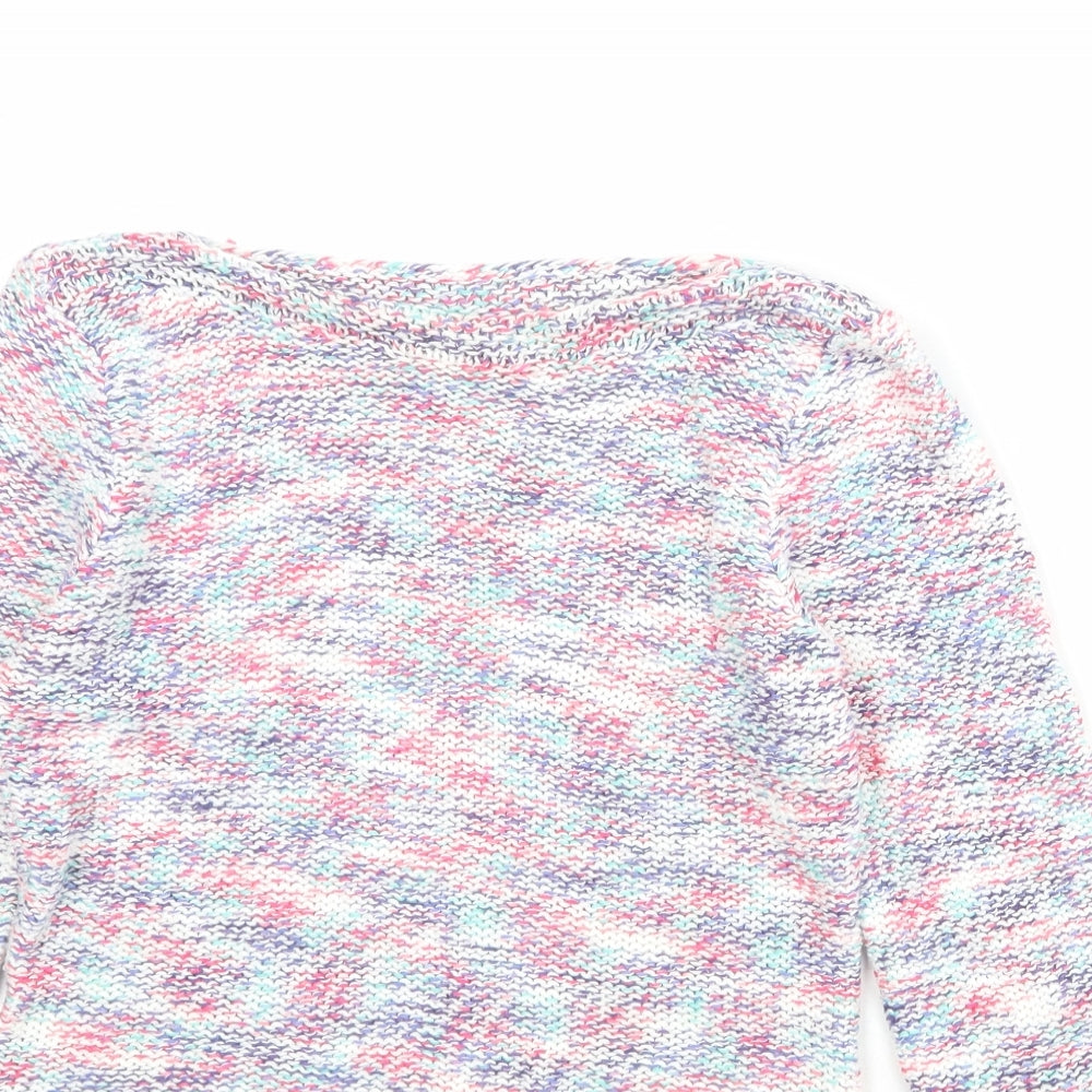 Marks and Spencer Womens Multicoloured Boat Neck Acrylic Pullover Jumper Size 8