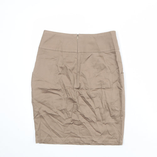 Louche Womens Brown Cotton Straight & Pencil Skirt Size 12 Zip