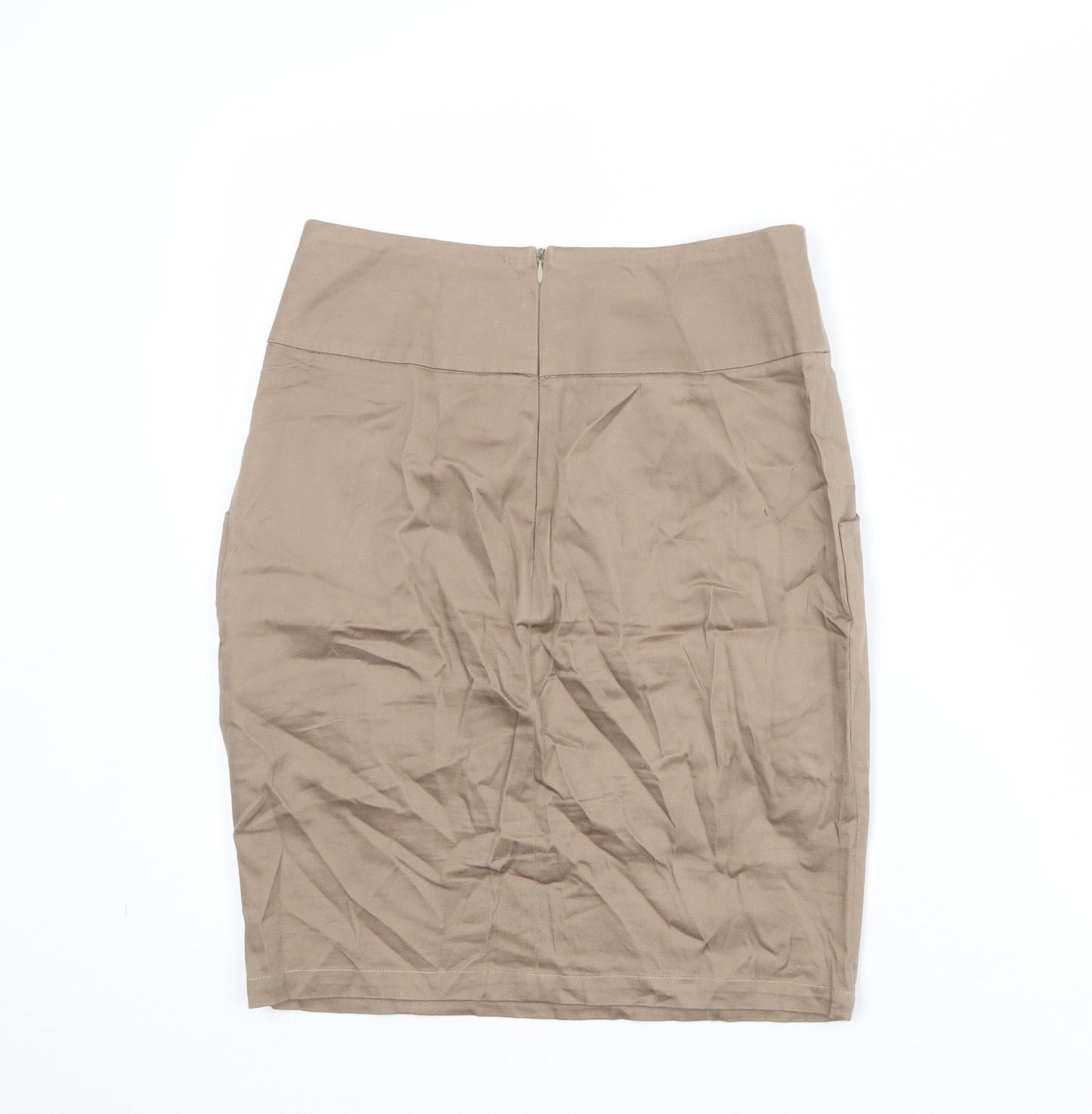 Louche Womens Brown Cotton Straight & Pencil Skirt Size 12 Zip