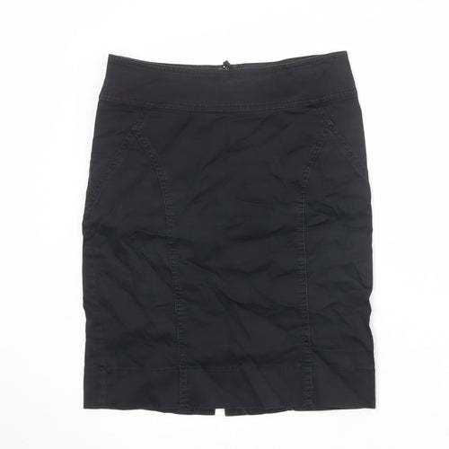 H&M Womens Black Cotton Straight & Pencil Skirt Size 10 Zip