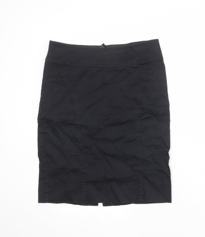 H&M Womens Black Cotton Straight & Pencil Skirt Size 10 Zip