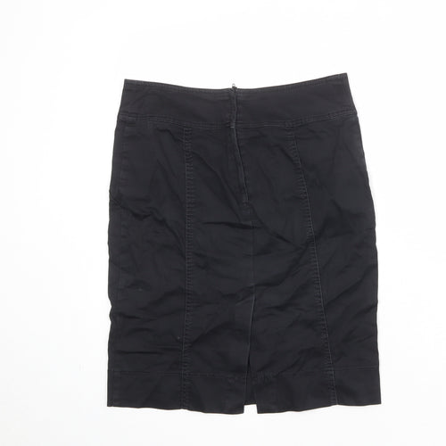 H&M Womens Black Cotton Straight & Pencil Skirt Size 10 Zip