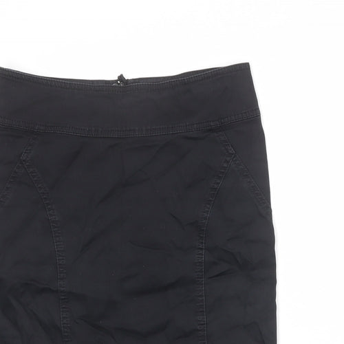 H&M Womens Black Cotton Straight & Pencil Skirt Size 10 Zip