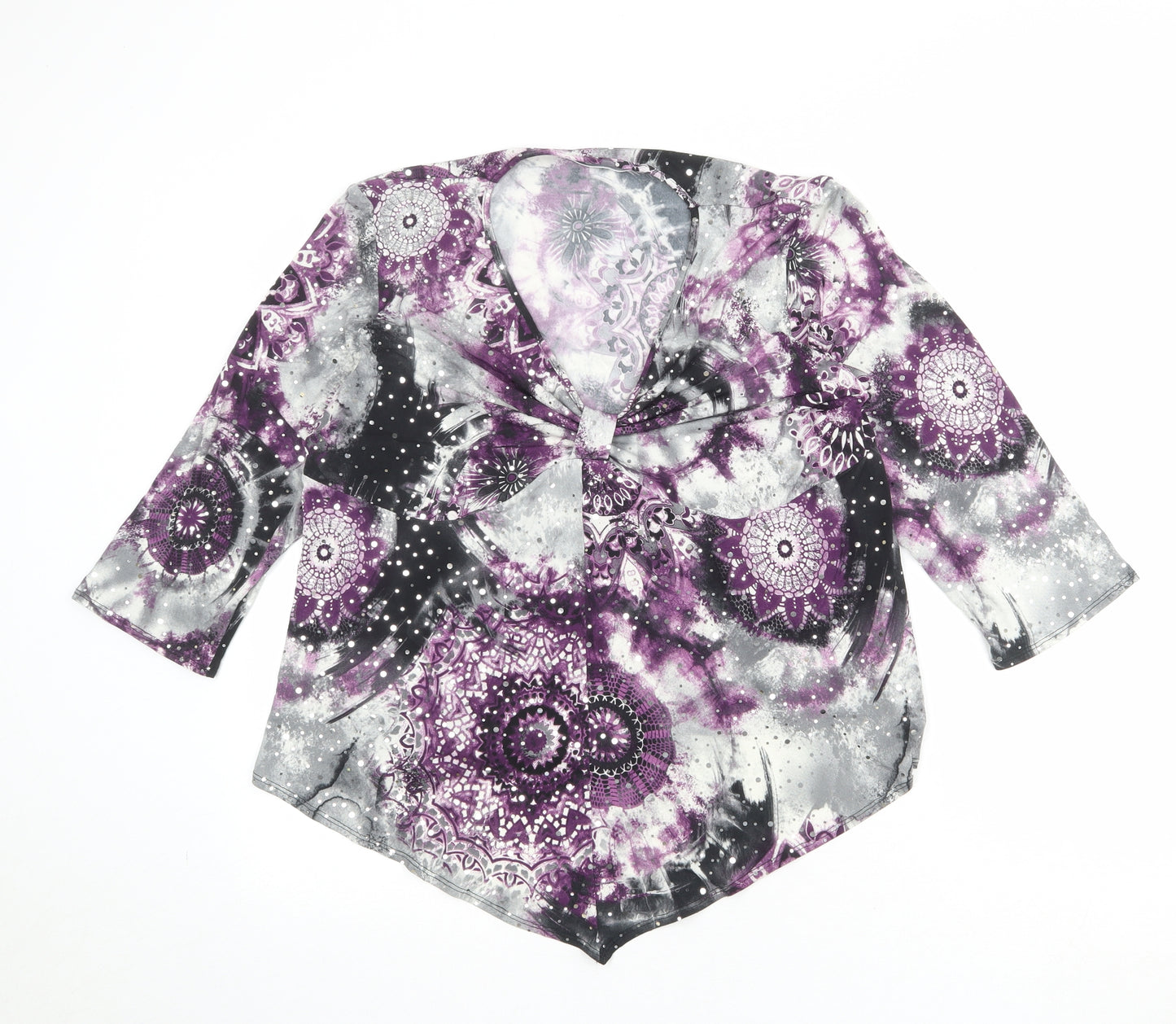 Classic Womens Multicoloured Geometric Polyester Basic Blouse Size XL V-Neck