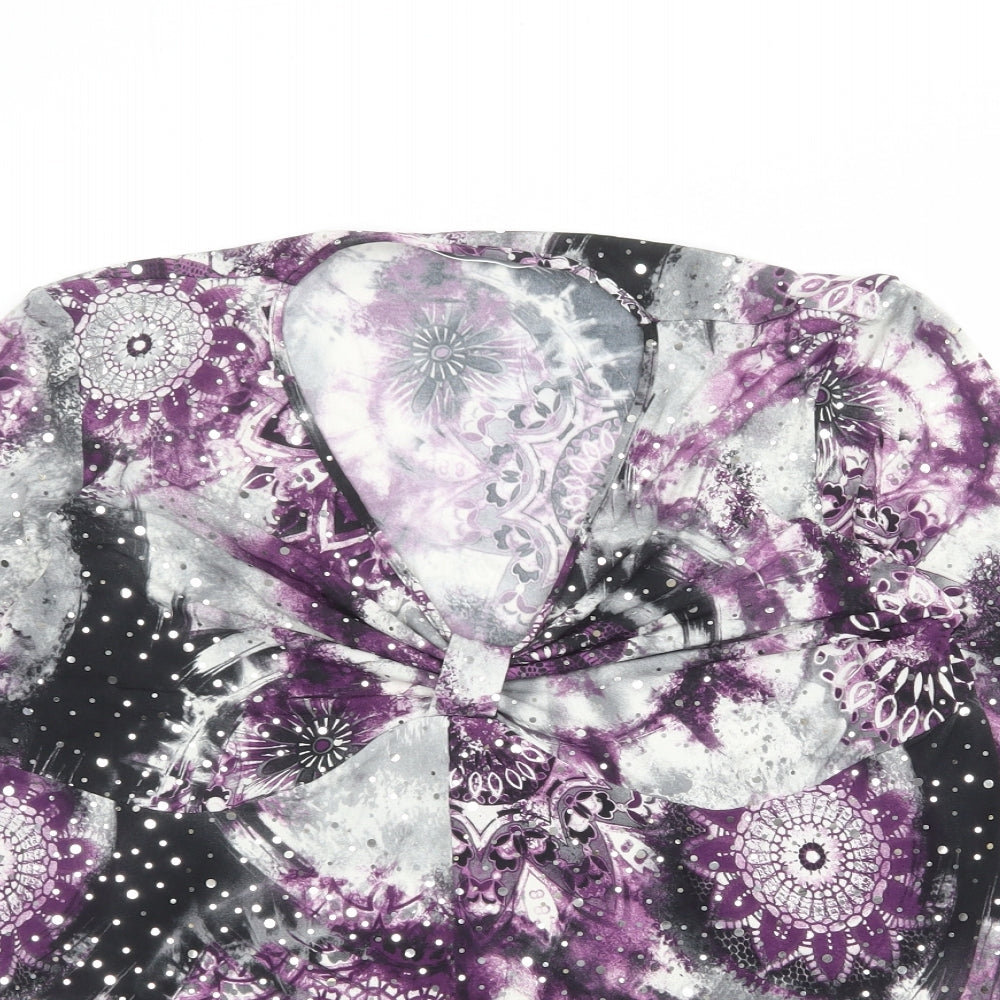 Classic Womens Multicoloured Geometric Polyester Basic Blouse Size XL V-Neck