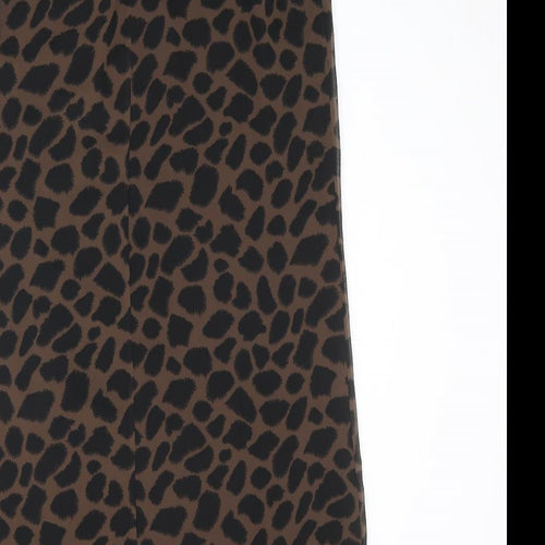 Marks and Spencer Womens Brown Animal Print Polyester A-Line Size 14 Halter Button - Cheetah Pattern