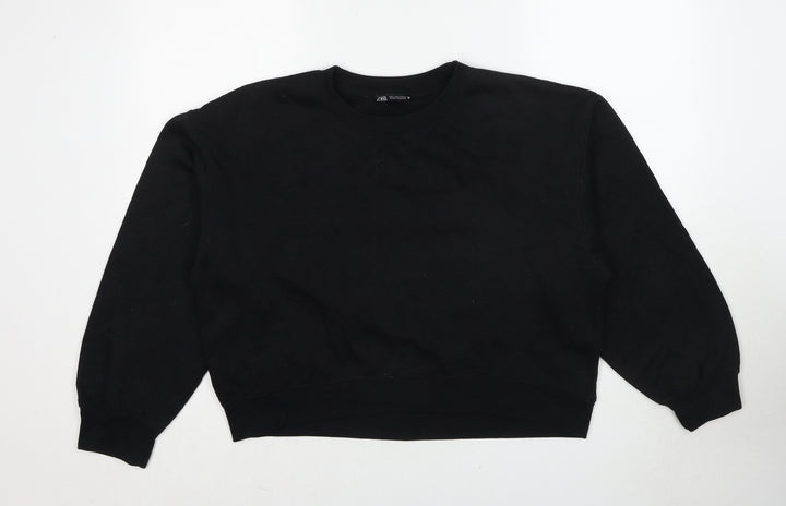 Zara Womens Black Polyester Pullover Sweatshirt Size L Pullover