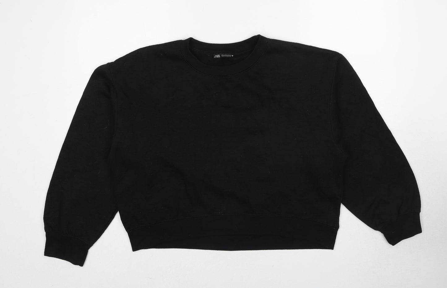 Zara Womens Black Polyester Pullover Sweatshirt Size L Pullover