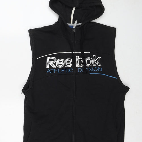 Reebok Mens Black Cotton Full Zip Hoodie Size M